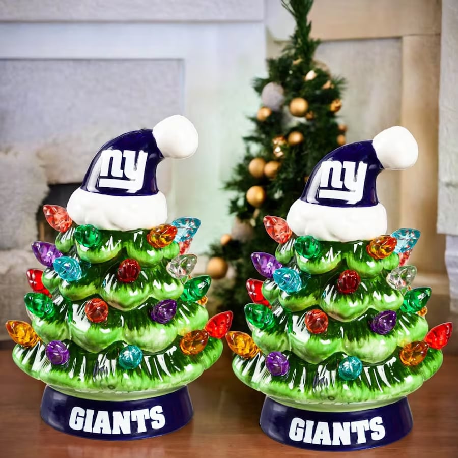 ✨Light Up Your NFL Spirit! 🏈Set of 2 4" LED Christmas Tree with NFL Team Logo🎄