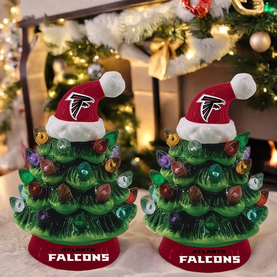 ✨Light Up Your NFL Spirit! 🏈Set of 2 4" LED Christmas Tree with NFL Team Logo🎄