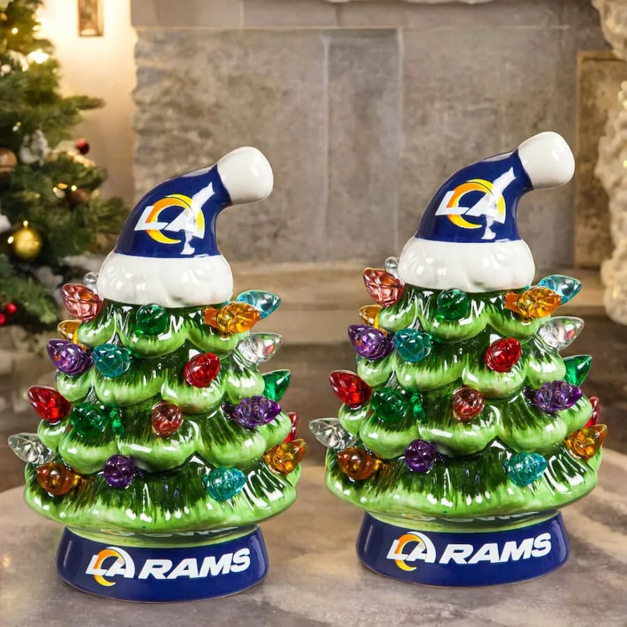 ✨Light Up Your NFL Spirit! 🏈Set of 2 4" LED Christmas Tree with NFL Team Logo🎄