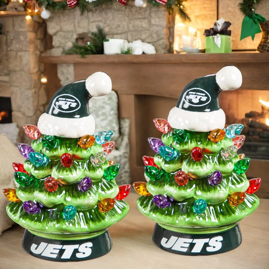 ✨Light Up Your NFL Spirit! 🏈Set of 2 4" LED Christmas Tree with NFL Team Logo🎄