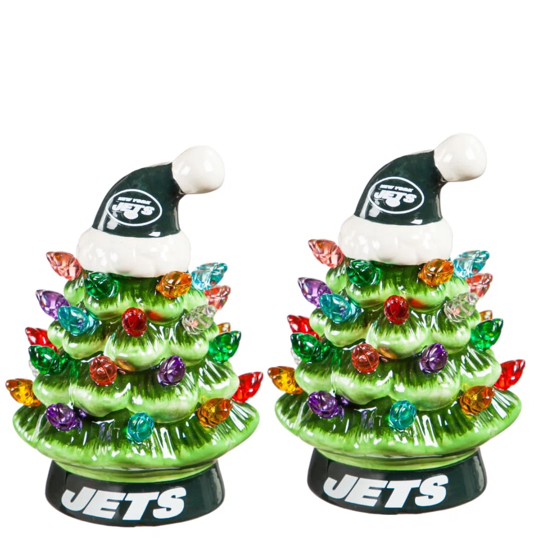 ✨Light Up Your NFL Spirit! 🏈Set of 2 4" LED Christmas Tree with NFL Team Logo🎄