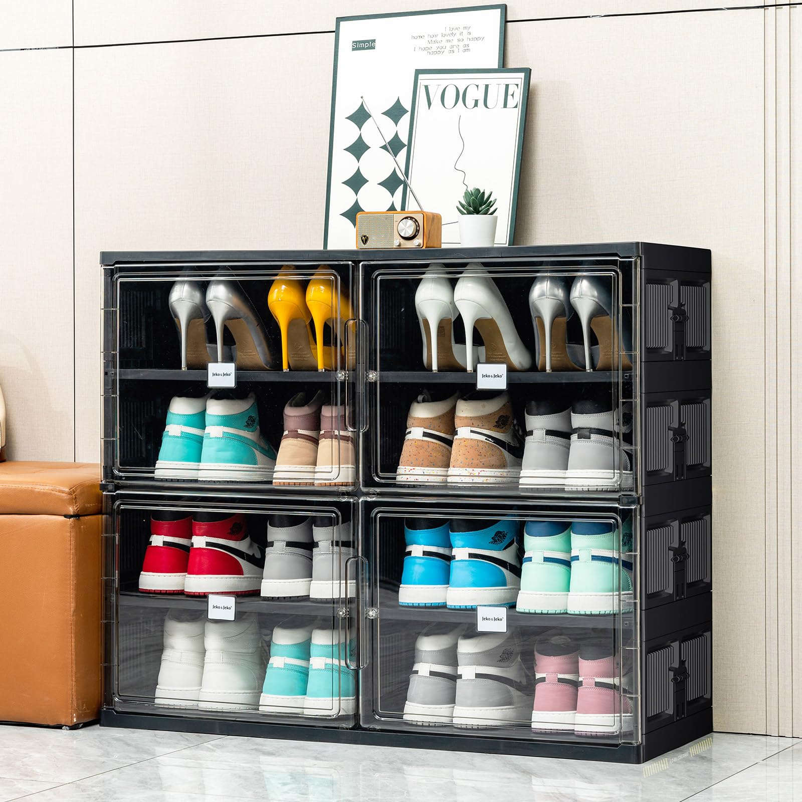  Foldable Shoe Rack Shoe Box for Closet Entryway