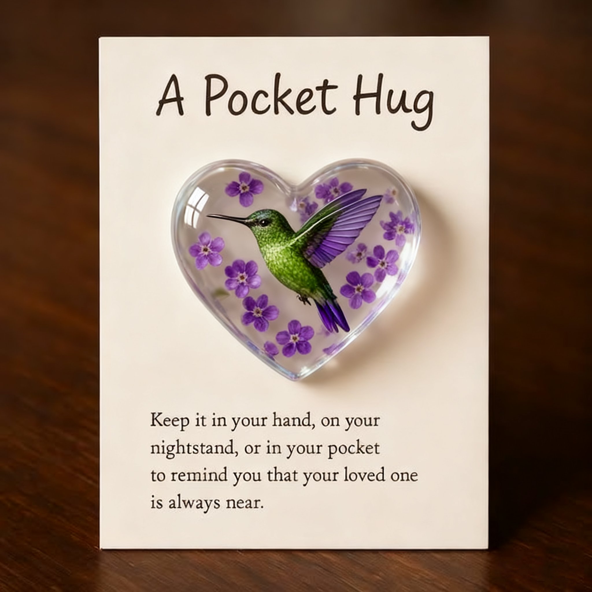 🎁Hummingbird Pocket Hug with Gift Card💌Crafted by Hand