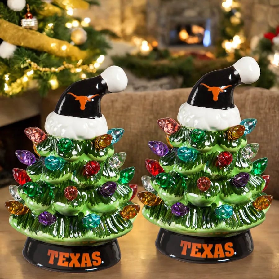 ✨Light Up Your NFL Spirit! 🏈Set of 2 4" LED Christmas Tree with NFL Team Logo🎄
