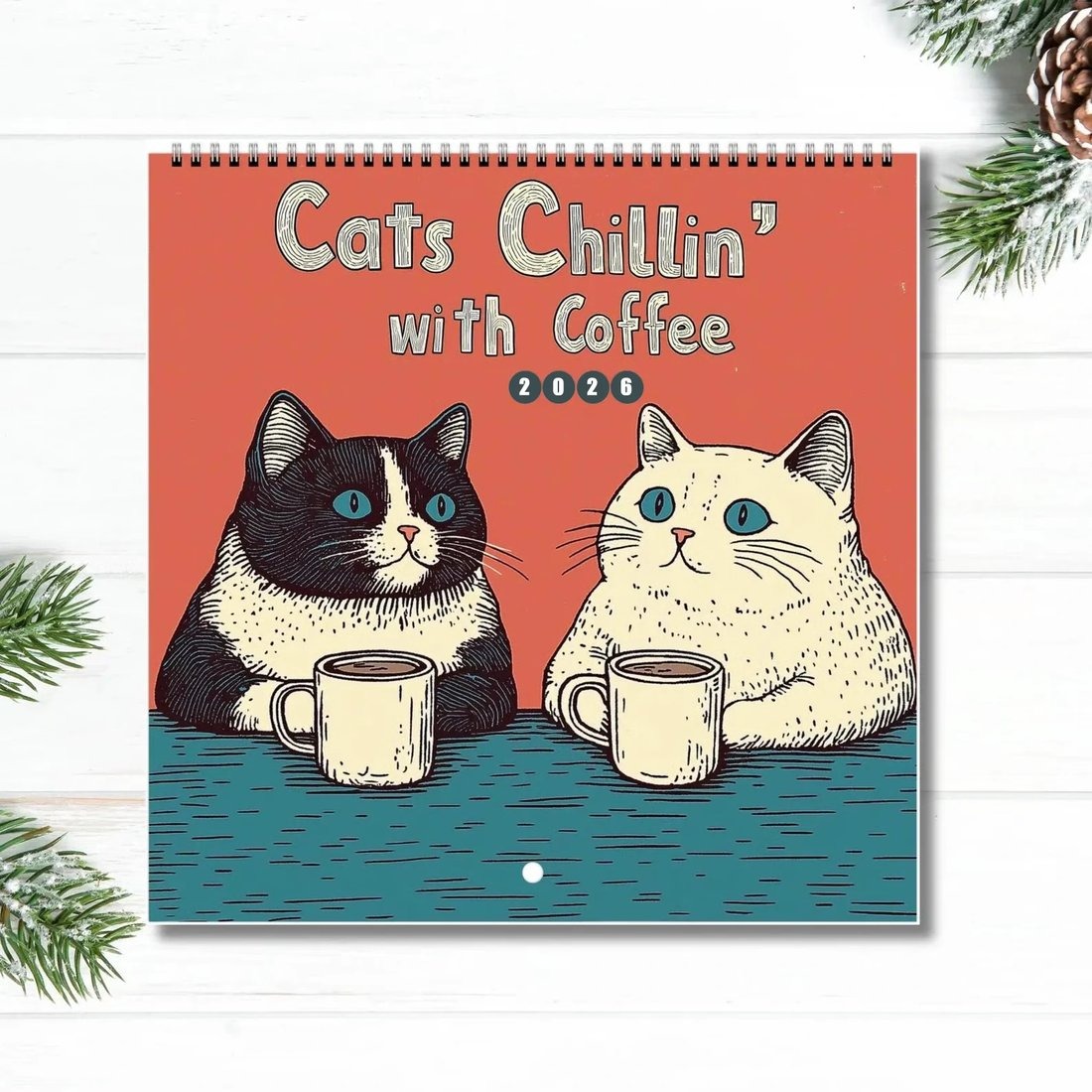 🔥LAST DAY 49% OFF🔥 Cats Chillin' with Books 2026 Wall Calendar