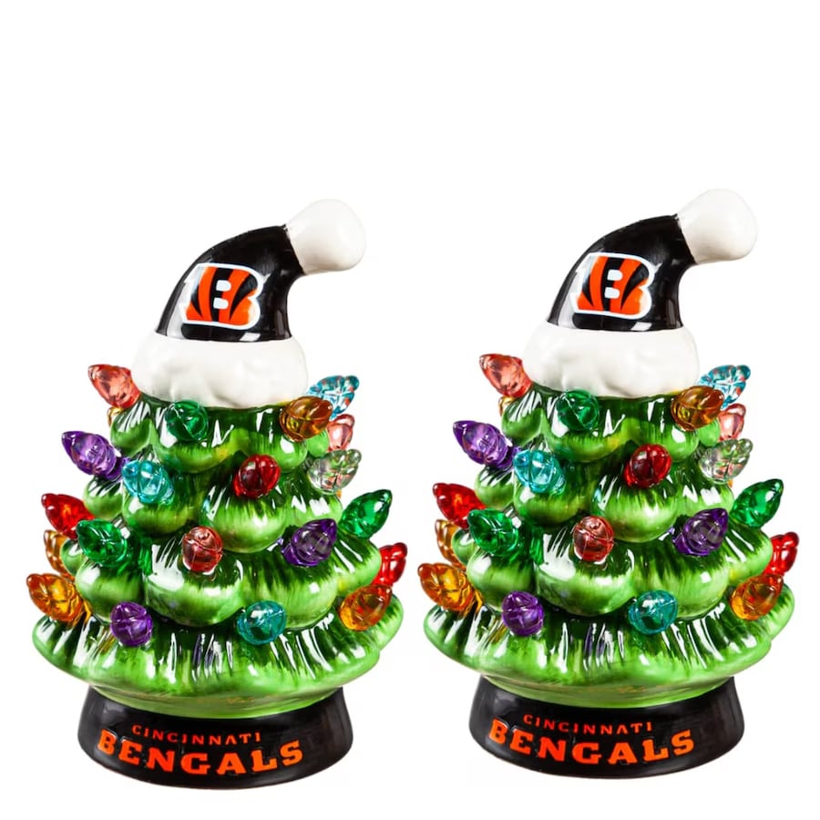 ✨Light Up Your NFL Spirit! 🏈Set of 2 4" LED Christmas Tree with NFL Team Logo🎄