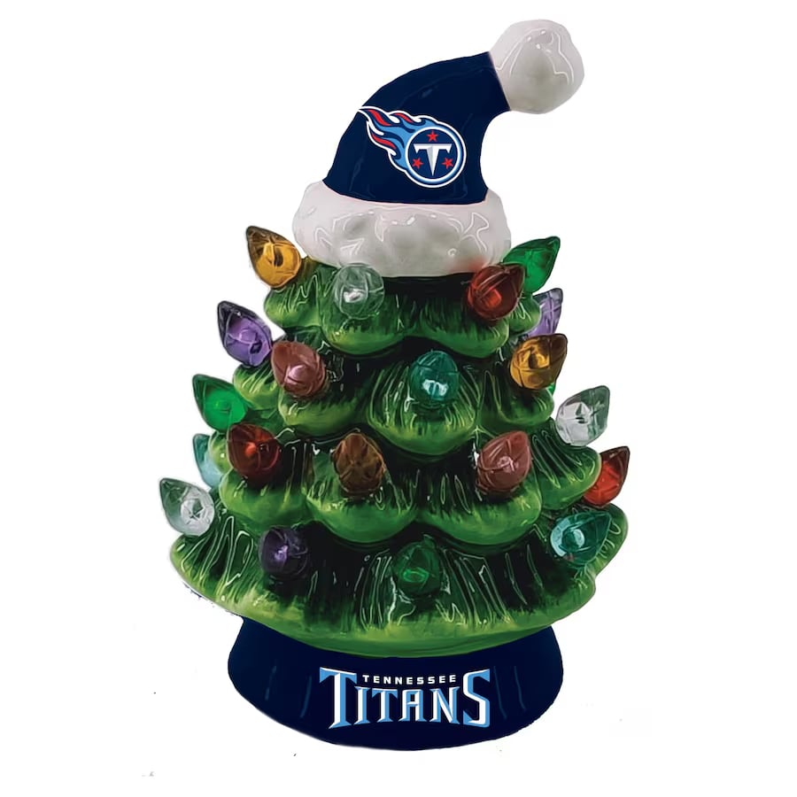 ✨Light Up Your NFL Spirit! 🏈Set of 2 4" LED Christmas Tree with NFL Team Logo🎄