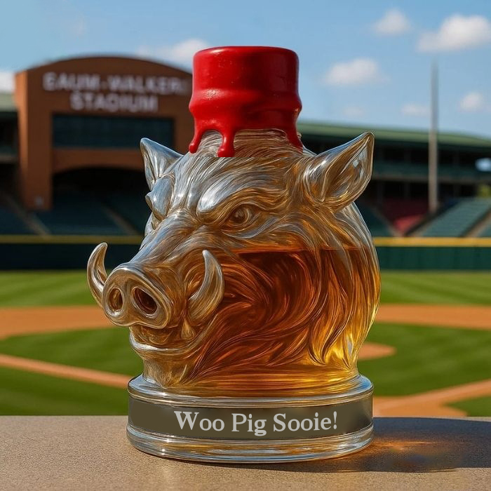 🐗Arkansas Razorbacks Wild Boar Whiskey Bottle🍻