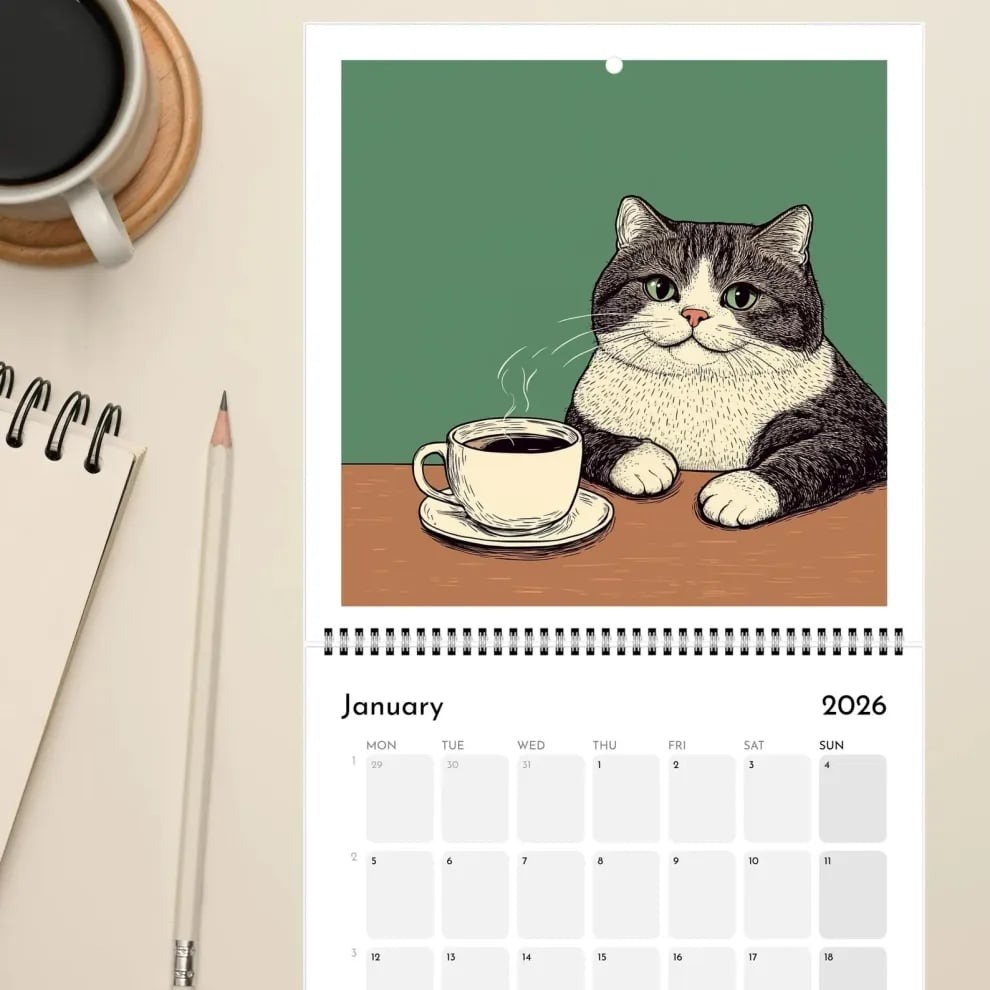 🔥LAST DAY 49% OFF🔥 Cats Chillin' with Books 2026 Wall Calendar