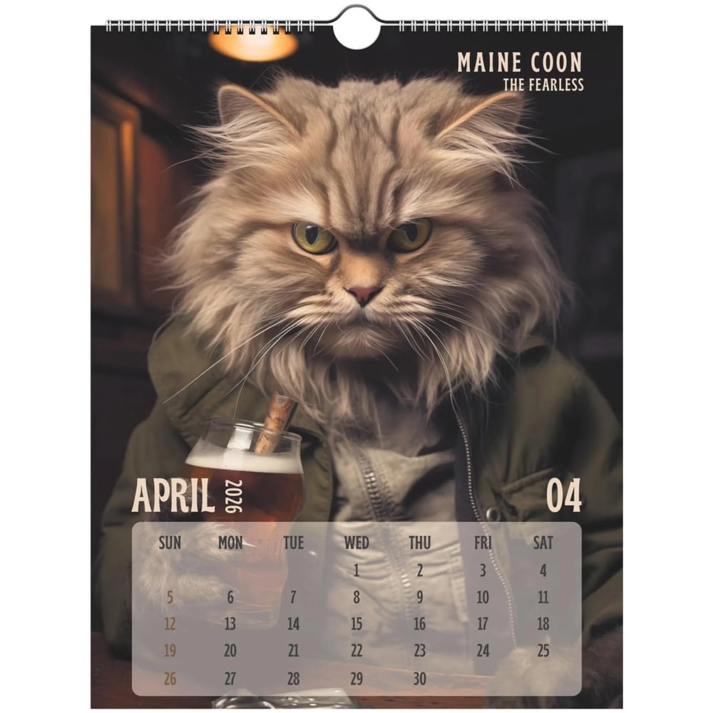 📅Badass Cats 2026 Wall Calendar
