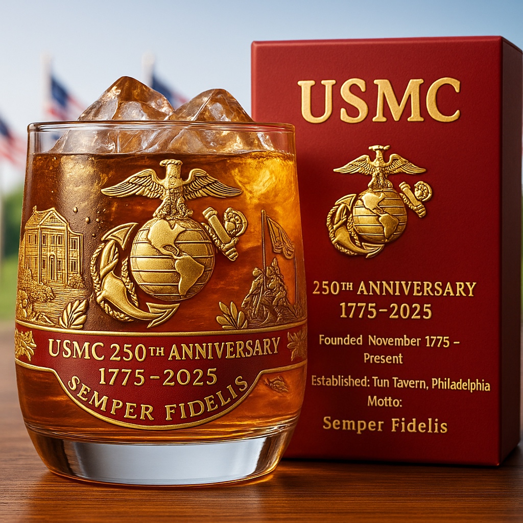 USMC 250th Anniversary Whiskey Glass