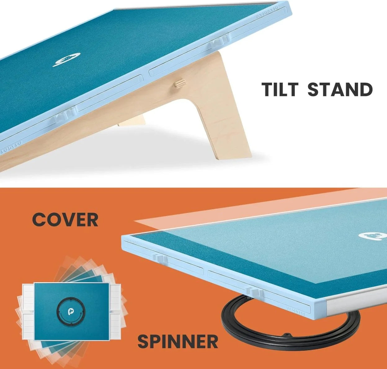 Rotating Puzzle Board with Drawers and Cover.Tilt&Lazy Susan