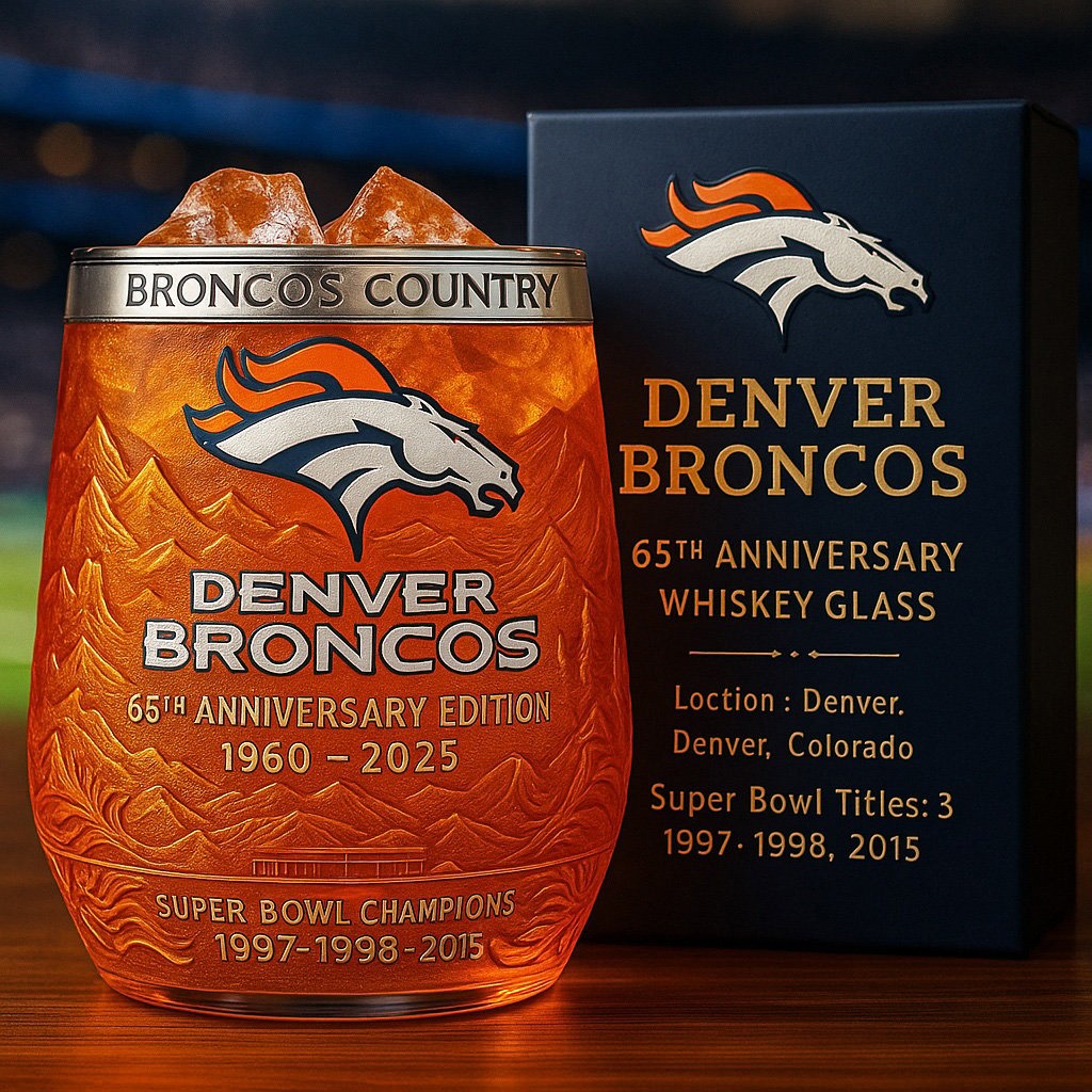 Denver Broncos 65th Anniversary Whiskey Glass