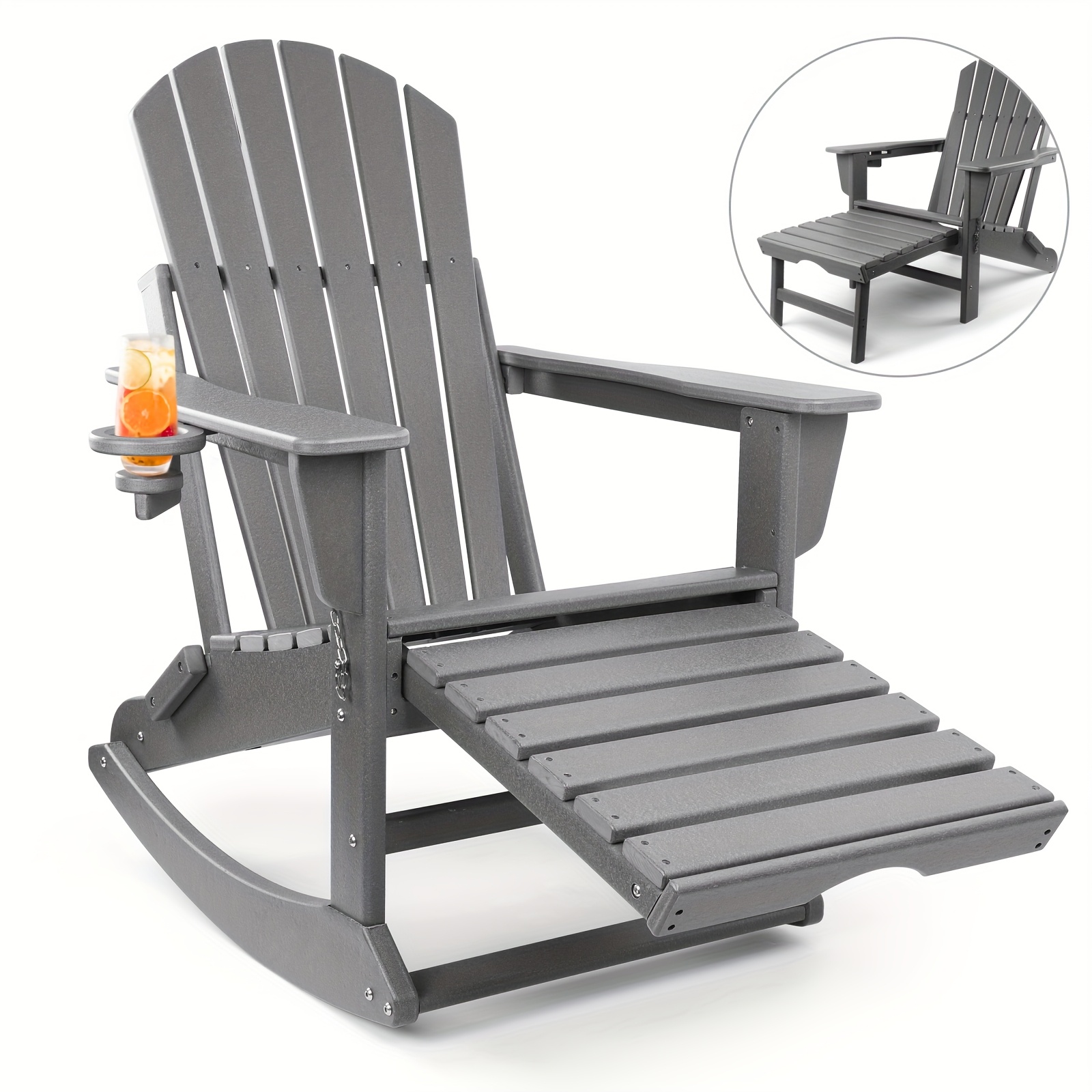 🔥Soon to Be Sold Out!!💝Adirondack Rocking Chair with Retractable Ottoman