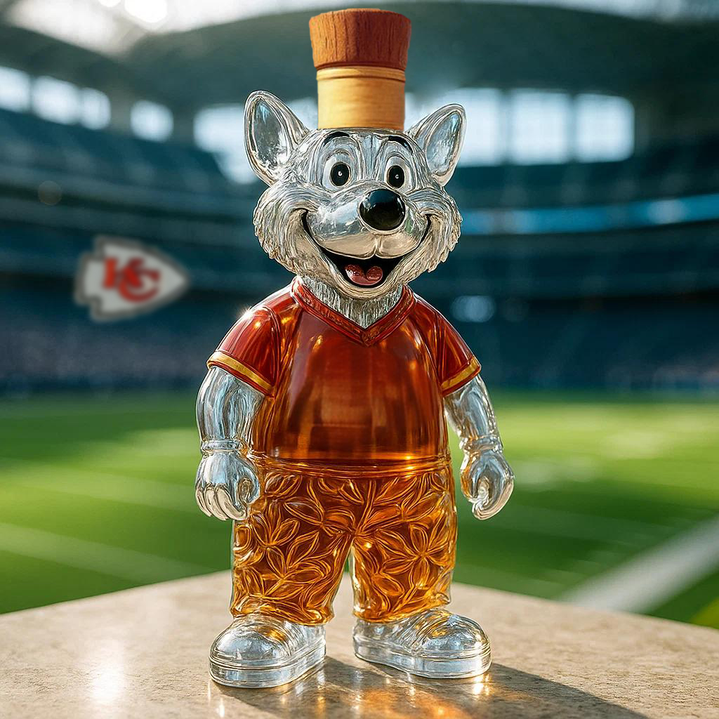 Kansas City Chiefs mascot whiskey bottle
