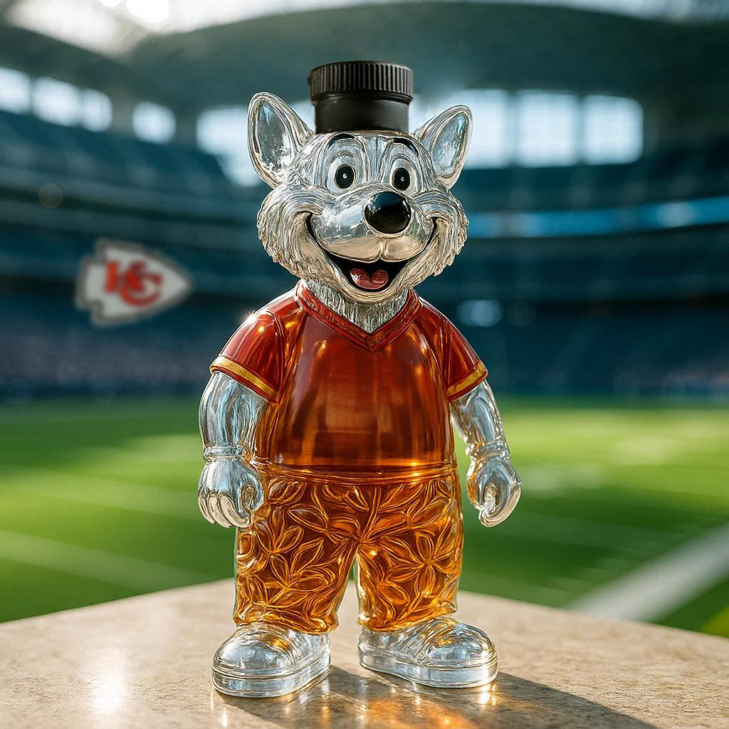 Kansas City Chiefs mascot whiskey bottle