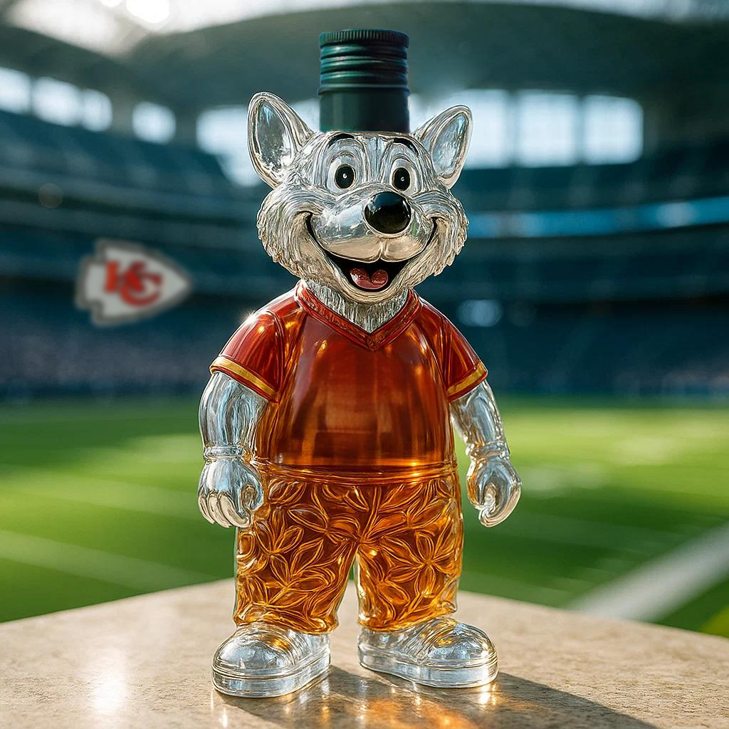Kansas City Chiefs mascot whiskey bottle