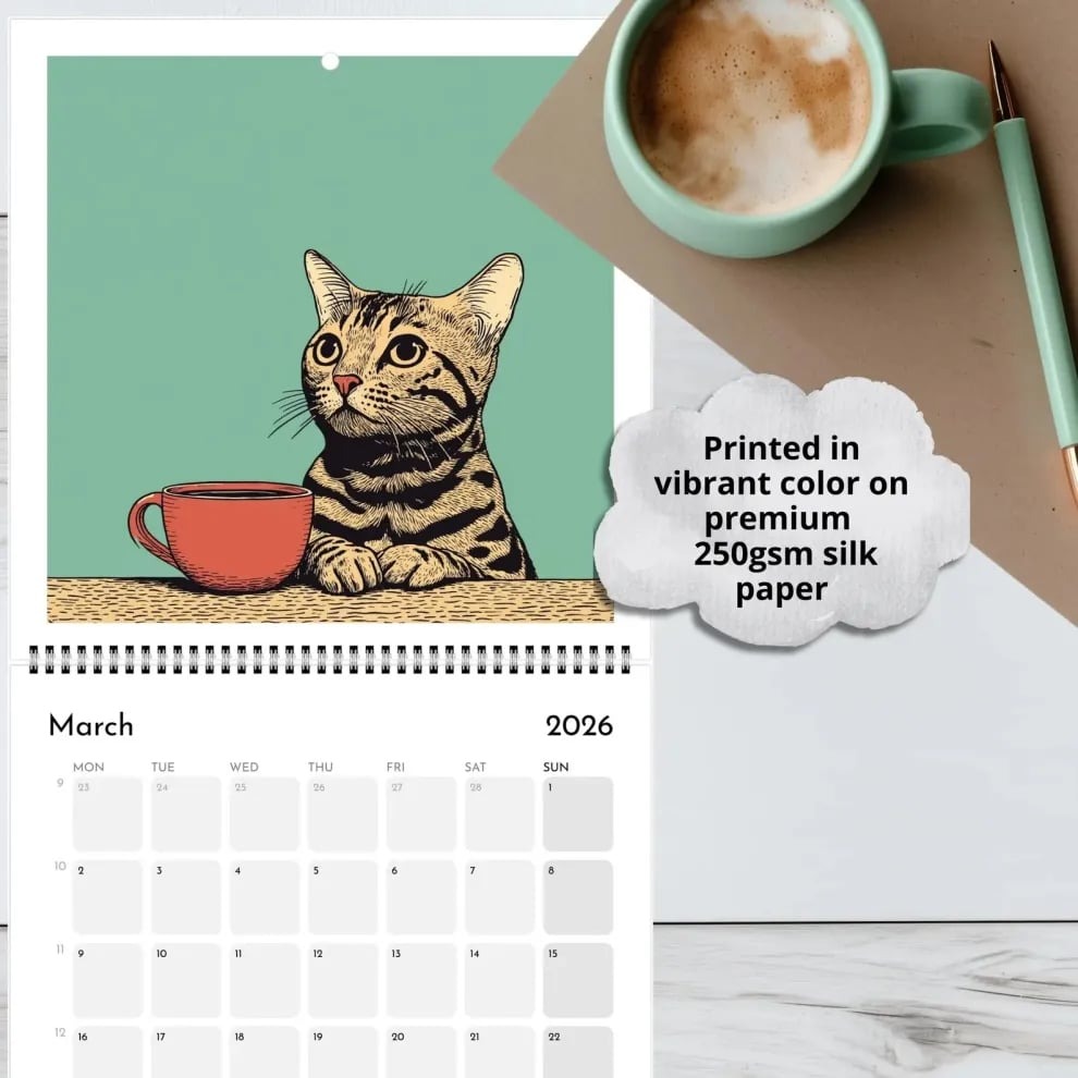 🔥LAST DAY 49% OFF🔥 Cats Chillin' with Books 2026 Wall Calendar