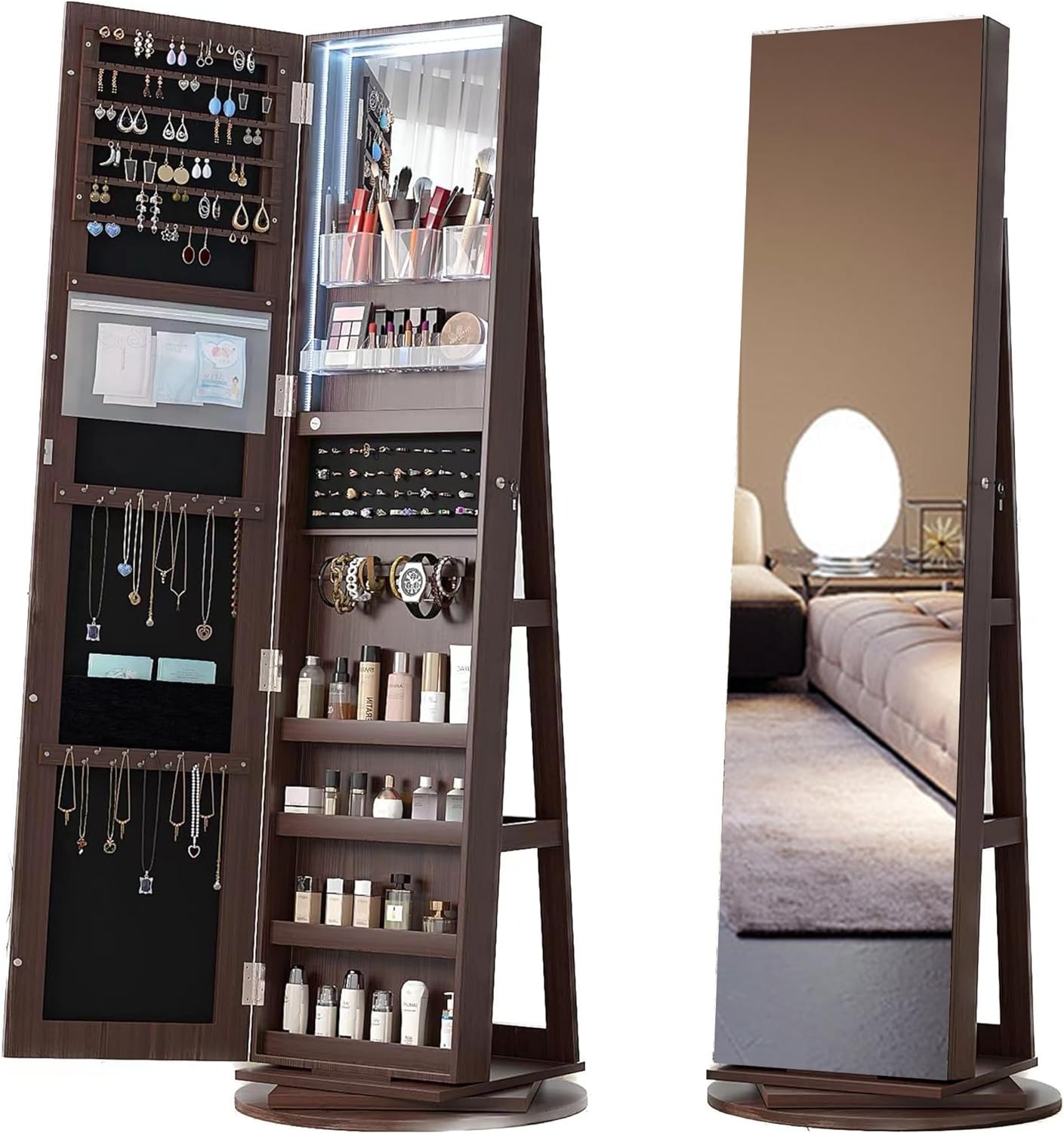 💝𝗧𝗼𝗱𝗮𝘆'𝘀 𝗦𝗽𝗲𝗰𝗶𝗮𝗹𝘀💝Buy 2 Get 3 Free💥Full Length Mirror Jewelry Armoire with LED Lights