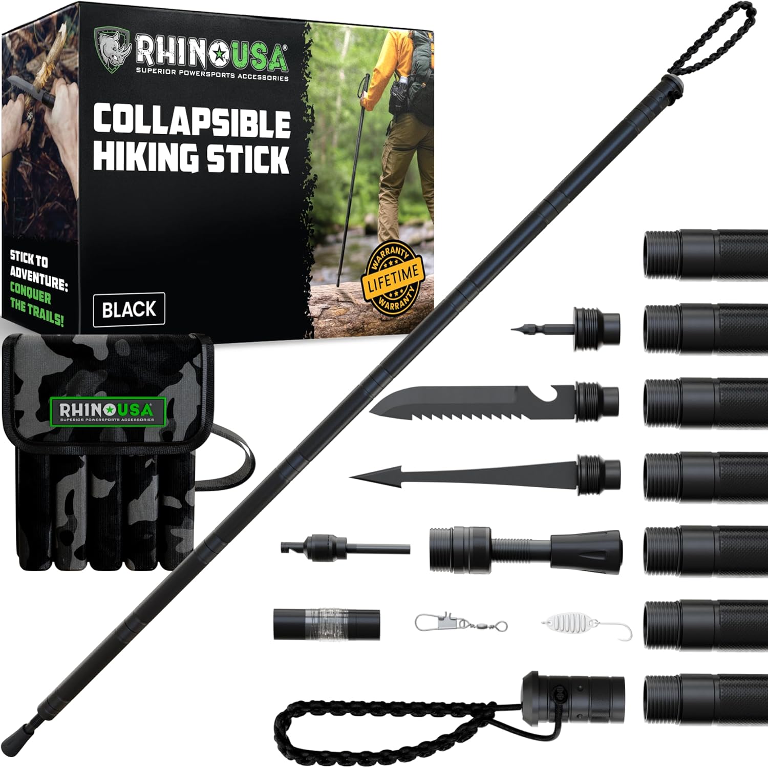 Tactical Hiking Stick with Integrated Survival Kit