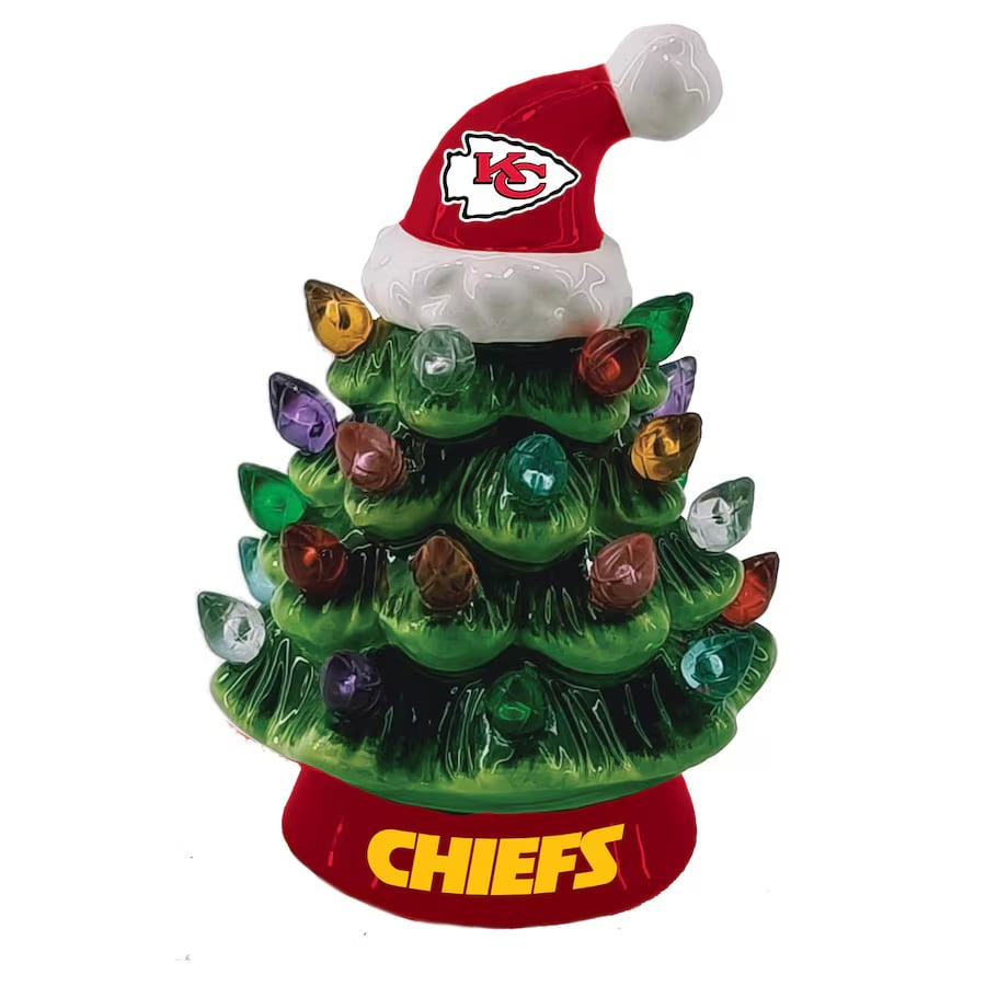 ✨Light Up Your NFL Spirit! 🏈Set of 2 4" LED Christmas Tree with NFL Team Logo🎄