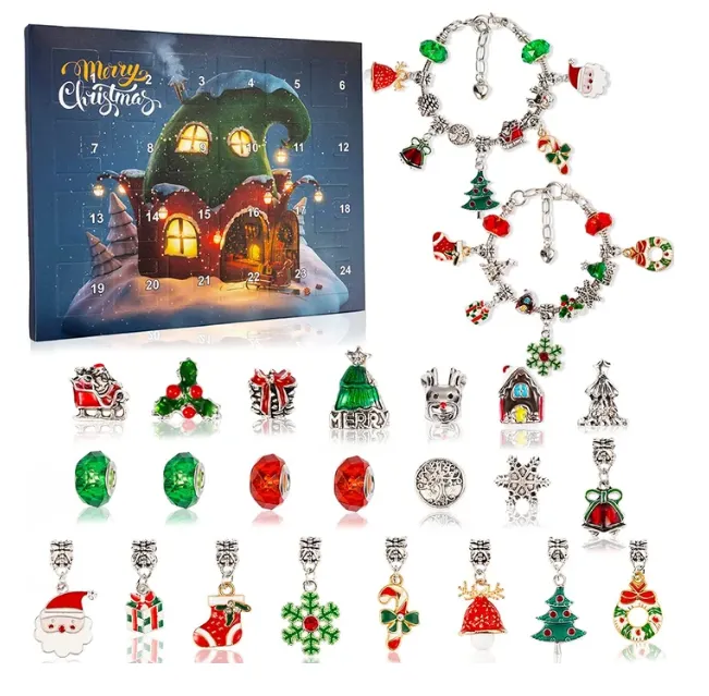 24 Pcs DIY Christmas Advent Calendar Bracelets Set