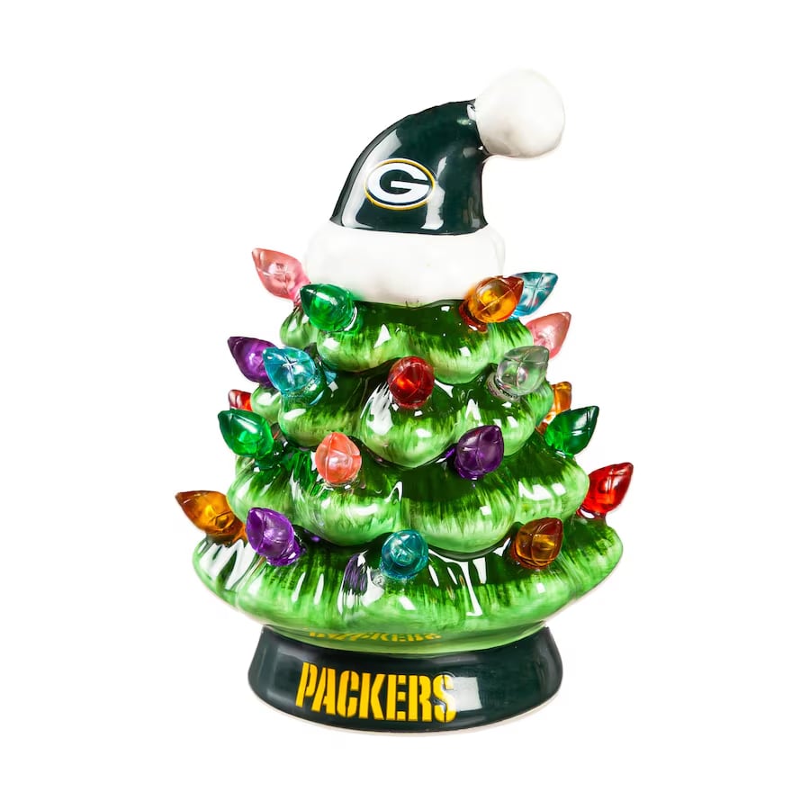 ✨Light Up Your NFL Spirit! 🏈Set of 2 4" LED Christmas Tree with NFL Team Logo🎄