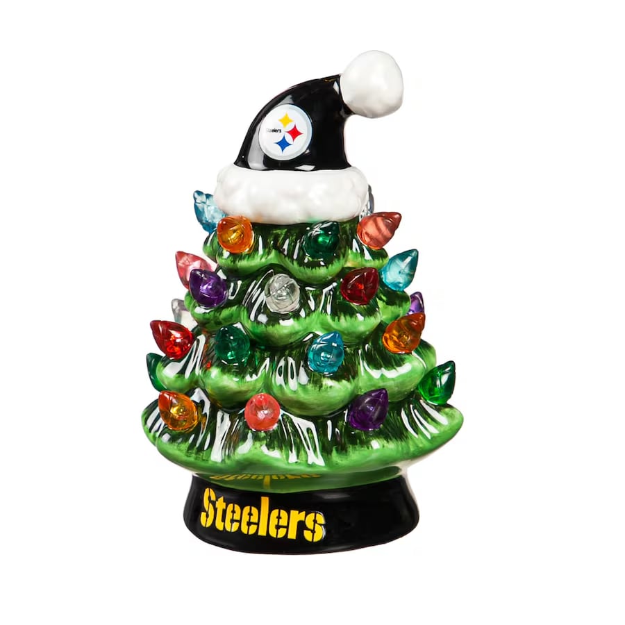 ✨Light Up Your NFL Spirit! 🏈Set of 2 4" LED Christmas Tree with NFL Team Logo🎄