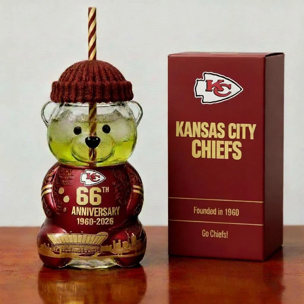 Kansas City Chiefs 1946-2026 Anniversary Bear Drinkware