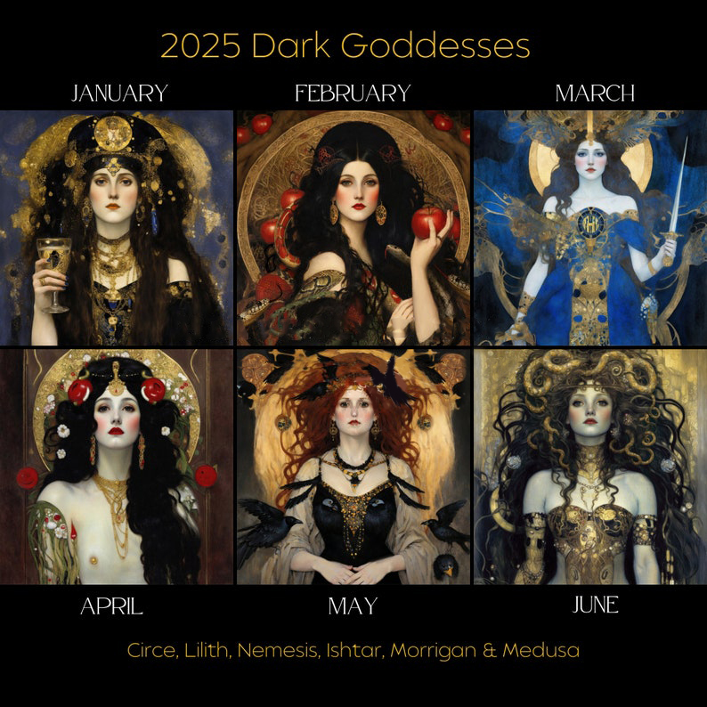 Dark Goddess 2025 Moon Phase Calendar