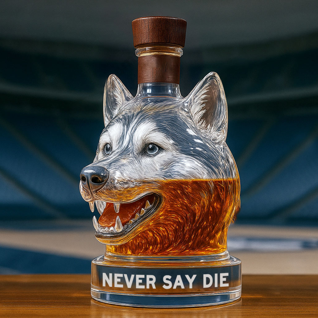 UConn Jonathan the Husky Whiskey Bottle