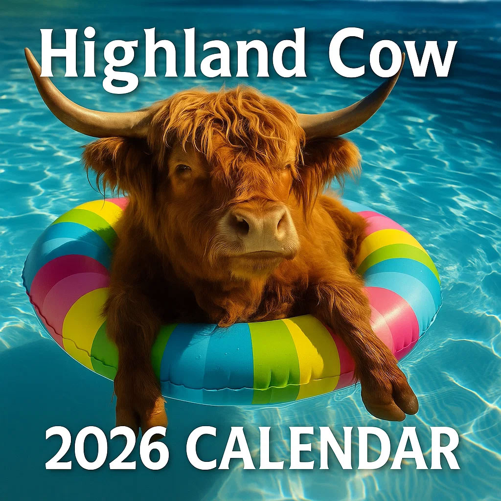 2026 Highland Cow Wall Calendar