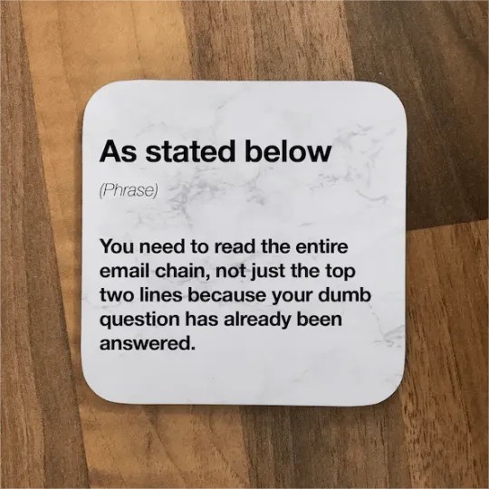 Funny Office Email Definitions Coasters - Set of 6