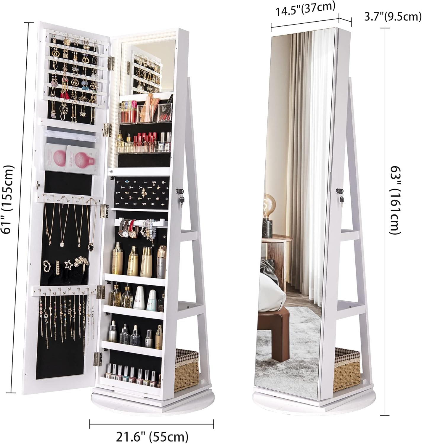 💝𝗧𝗼𝗱𝗮𝘆'𝘀 𝗦𝗽𝗲𝗰𝗶𝗮𝗹𝘀💝Buy 2 Get 3 Free💥Full Length Mirror Jewelry Armoire with LED Lights