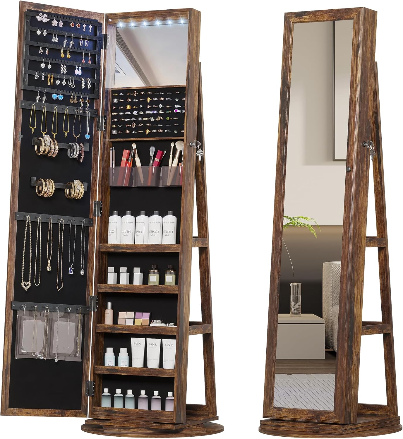 💝𝗧𝗼𝗱𝗮𝘆'𝘀 𝗦𝗽𝗲𝗰𝗶𝗮𝗹𝘀💝Buy 2 Get 3 Free💥Full Length Mirror Jewelry Armoire with LED Lights