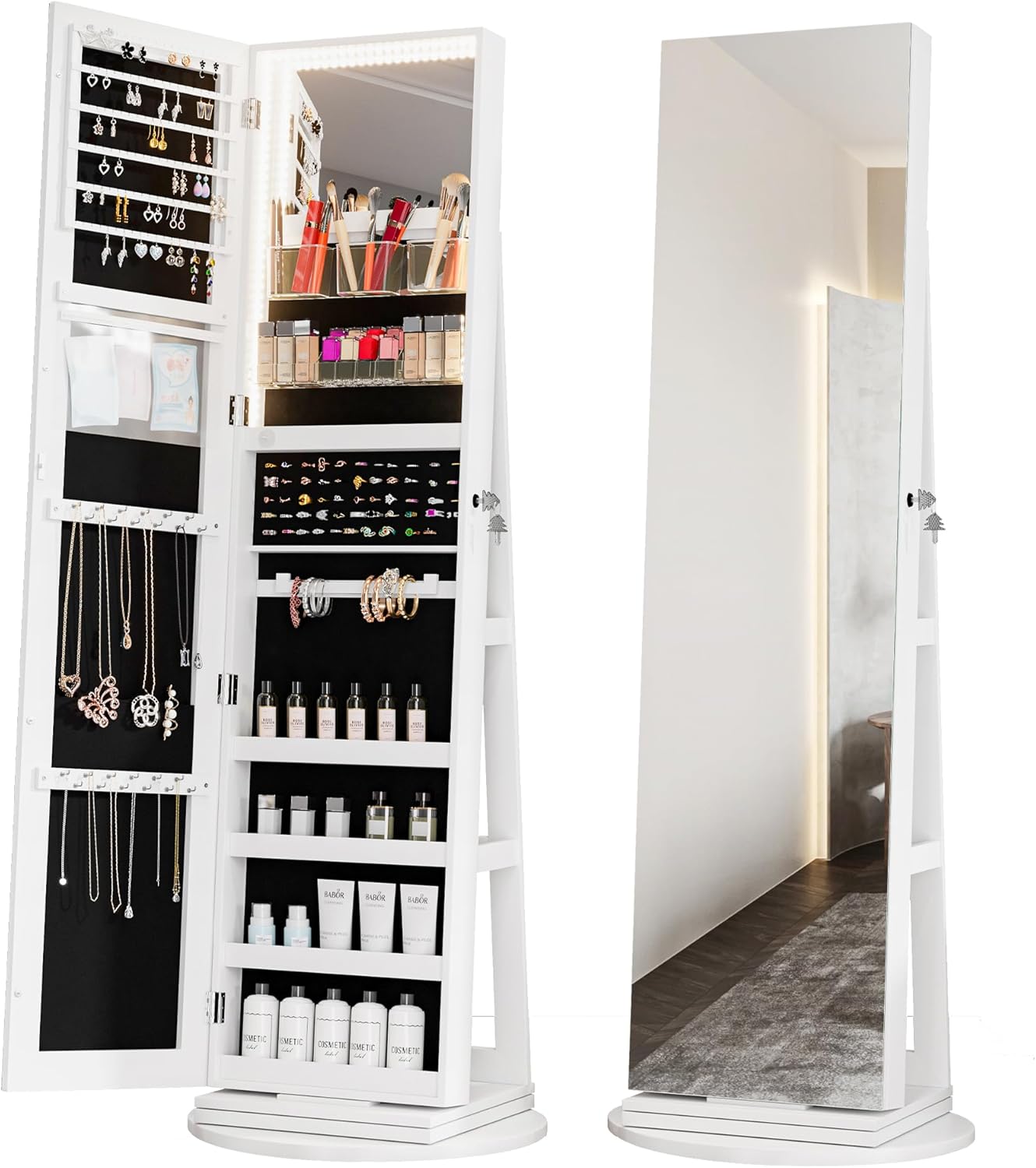 💝𝗧𝗼𝗱𝗮𝘆'𝘀 𝗦𝗽𝗲𝗰𝗶𝗮𝗹𝘀💝Buy 2 Get 3 Free💥Full Length Mirror Jewelry Armoire with LED Lights