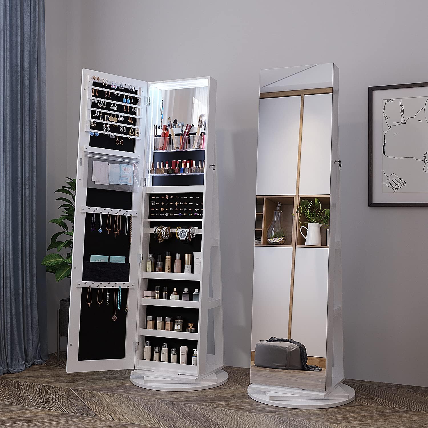 💝𝗧𝗼𝗱𝗮𝘆'𝘀 𝗦𝗽𝗲𝗰𝗶𝗮𝗹𝘀💝Buy 2 Get 3 Free💥Full Length Mirror Jewelry Armoire with LED Lights