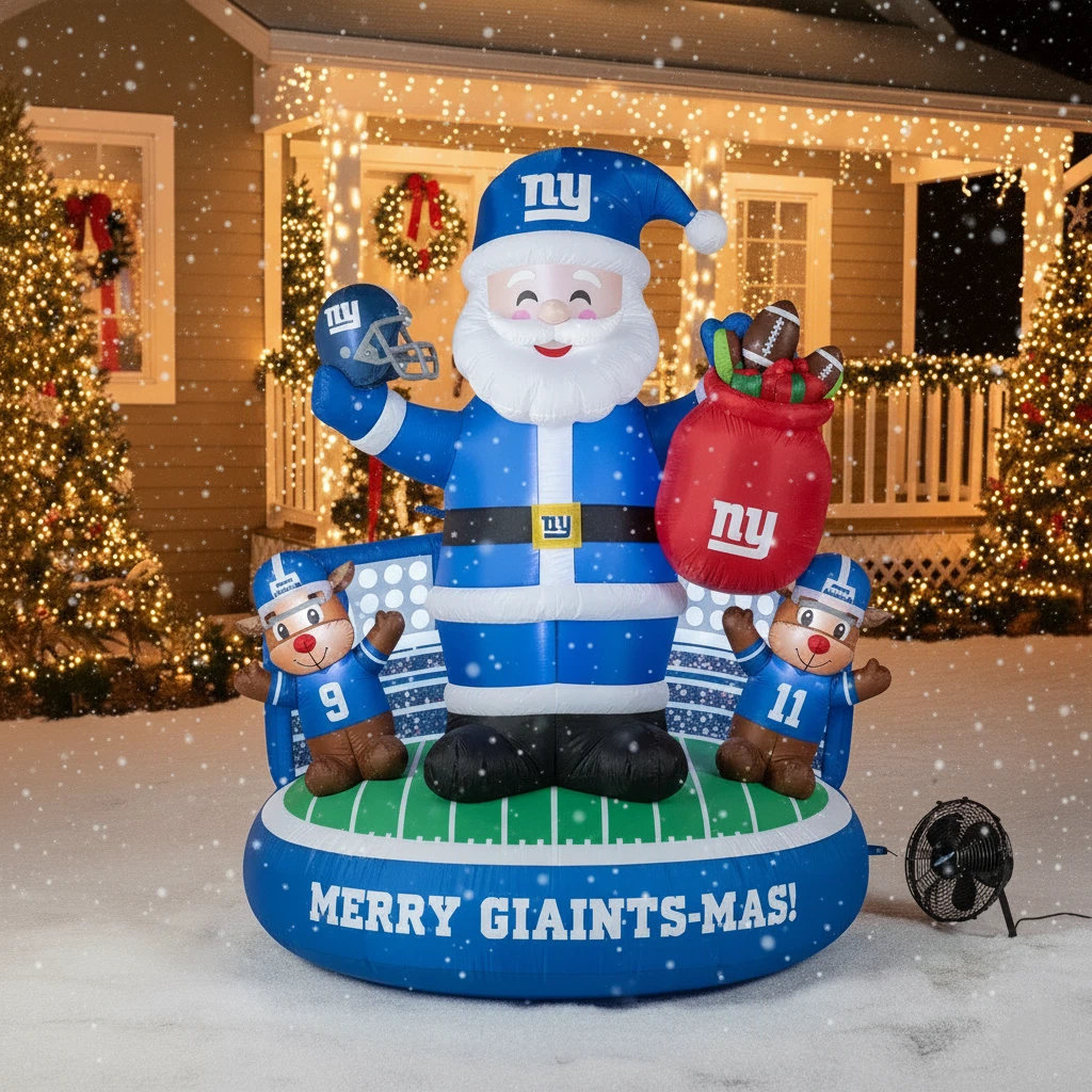 Football Team Inflatable Santa and Reindeer Christmas Decoration