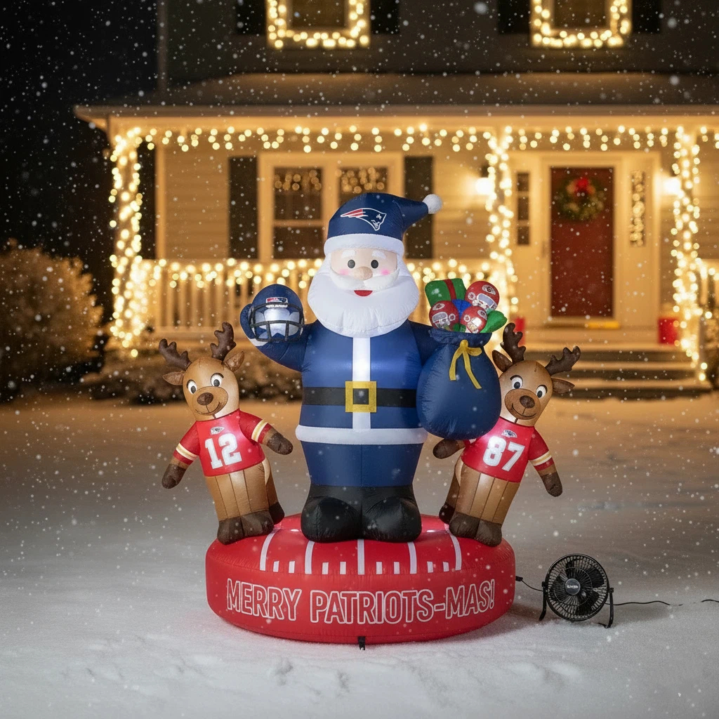Football Team Inflatable Santa and Reindeer Christmas Decoration
