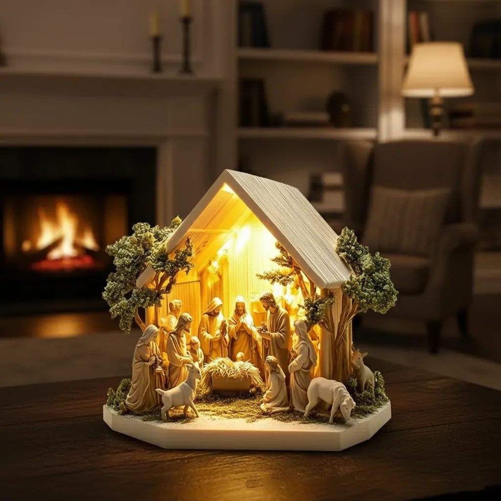 Newborn flat Christmas scene desktop decoration