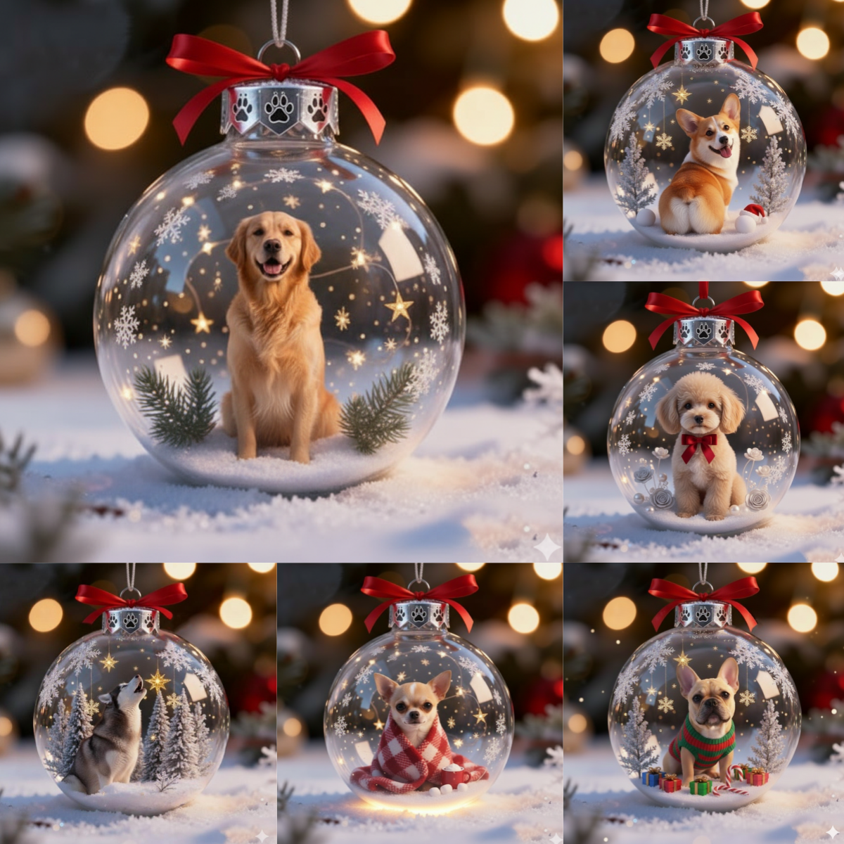 Festive Furry Friends: Pet Puppy Christmas Ornament Balls