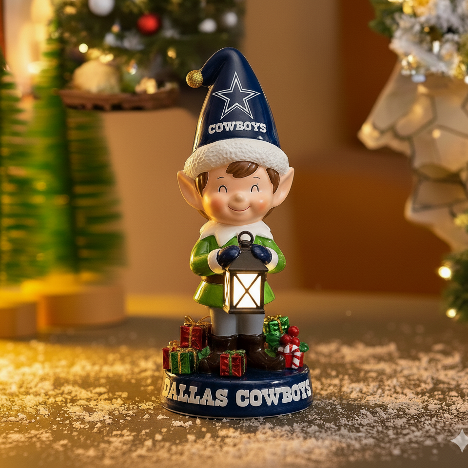 NFL Team Spirit Illuminated Elf Garden Statuary - Festive Outdoor/Indoor Christmas Decor