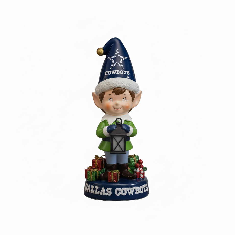 NFL Team Spirit Illuminated Elf Garden Statuary - Festive Outdoor/Indoor Christmas Decor