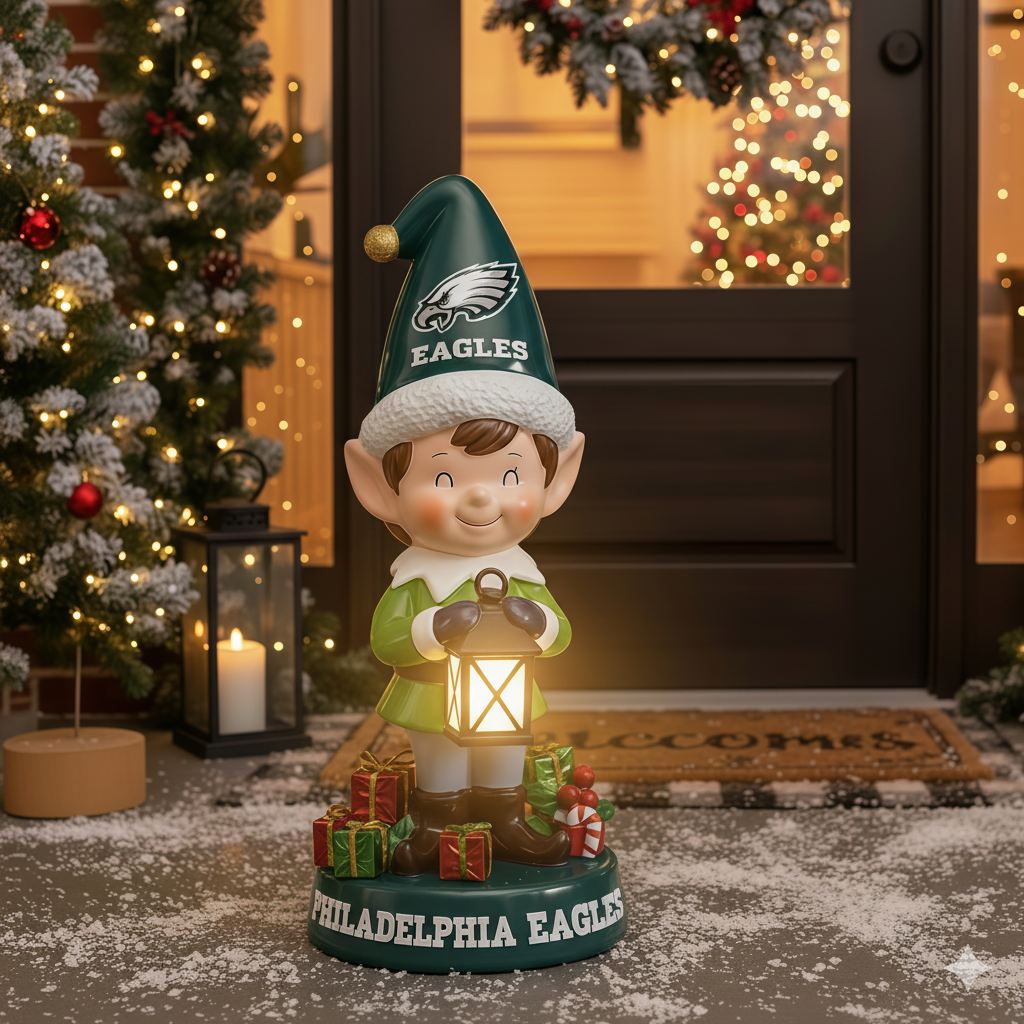 NFL Team Spirit Illuminated Elf Garden Statuary - Festive Outdoor/Indoor Christmas Decor