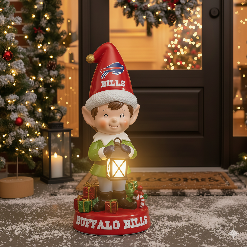 NFL Team Spirit Illuminated Elf Garden Statuary - Festive Outdoor/Indoor Christmas Decor