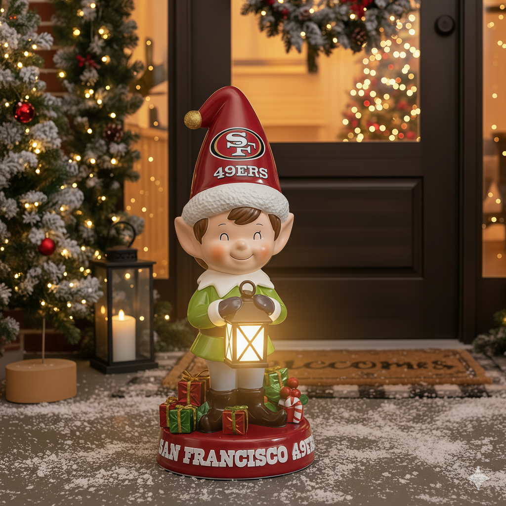 NFL Team Spirit Illuminated Elf Garden Statuary - Festive Outdoor/Indoor Christmas Decor