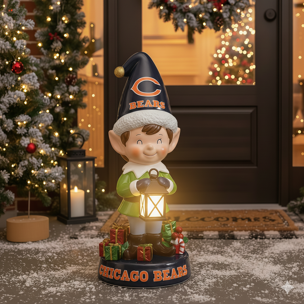 NFL Team Spirit Illuminated Elf Garden Statuary - Festive Outdoor/Indoor Christmas Decor