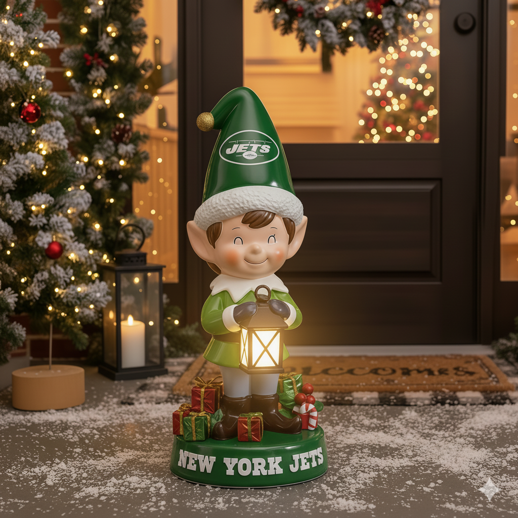 NFL Team Spirit Illuminated Elf Garden Statuary - Festive Outdoor/Indoor Christmas Decor