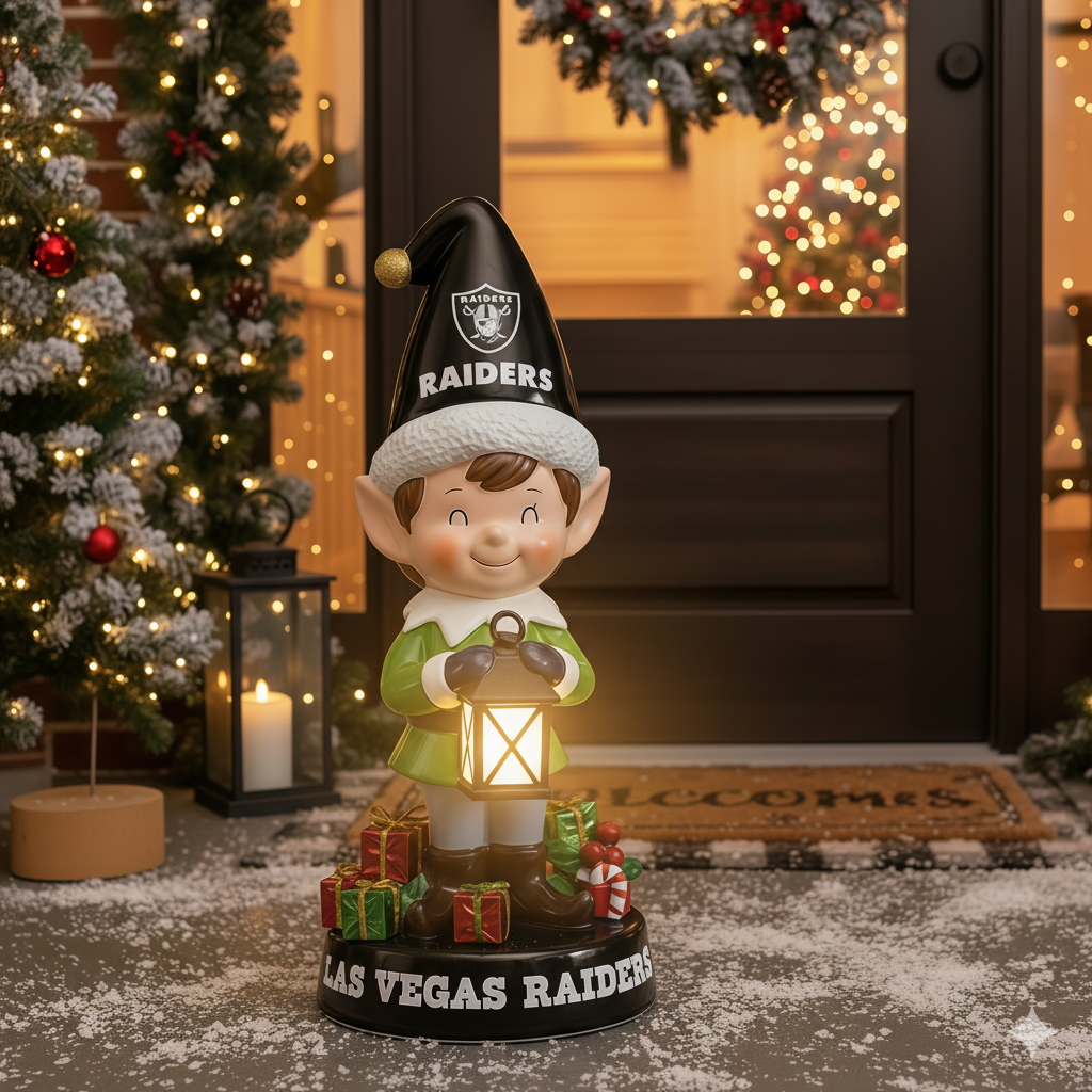 NFL Team Spirit Illuminated Elf Garden Statuary - Festive Outdoor/Indoor Christmas Decor