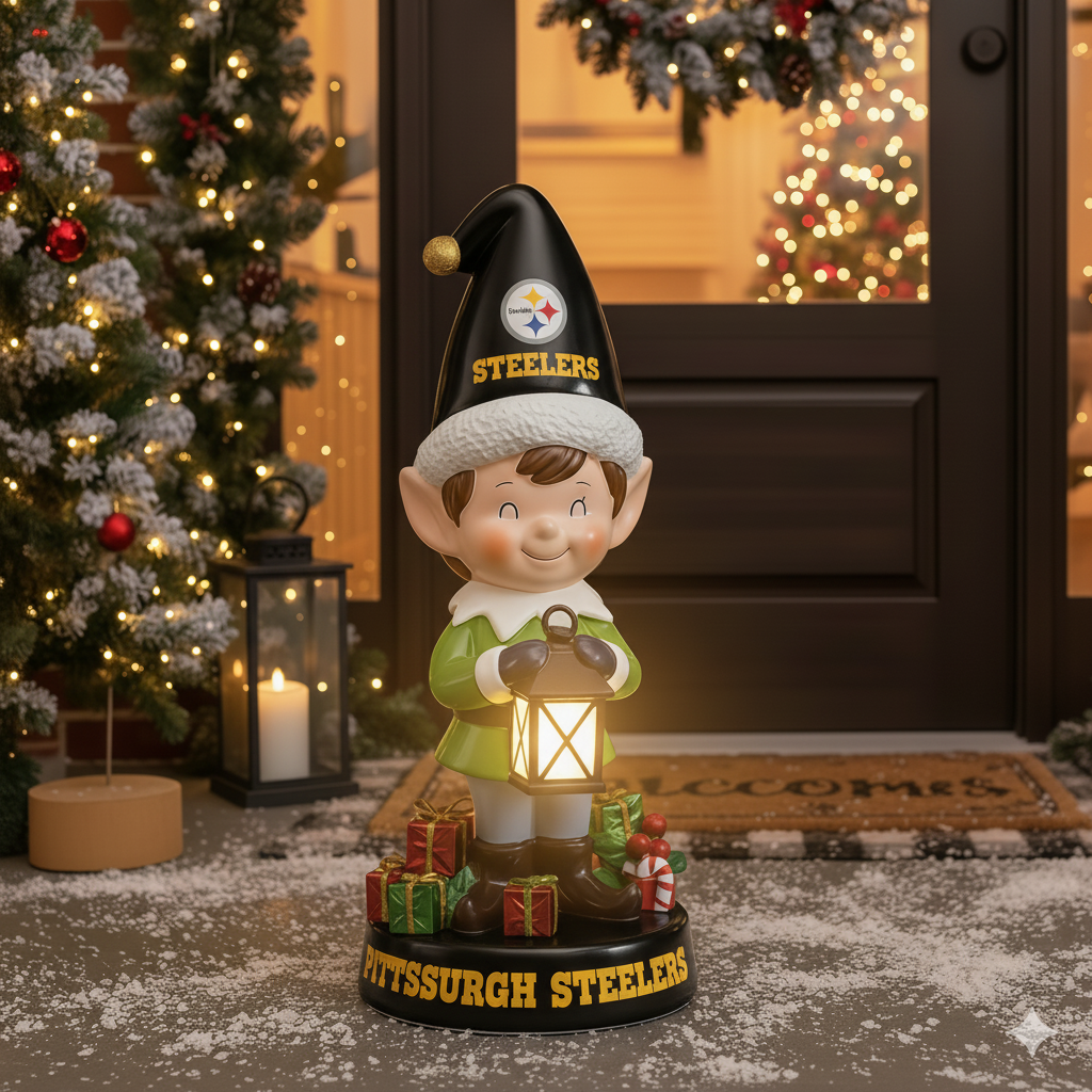 NFL Team Spirit Illuminated Elf Garden Statuary - Festive Outdoor/Indoor Christmas Decor